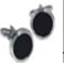 Geoffrey Beene Round Cufflinks with Black Inset